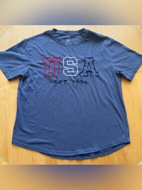 Little Bipsy USA 1776 Embroidered Patriotic Navy Graphic Tee Mens M